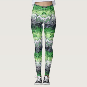 Aromantic Dragon Damask - Aro Pride Flag Colours Leggings