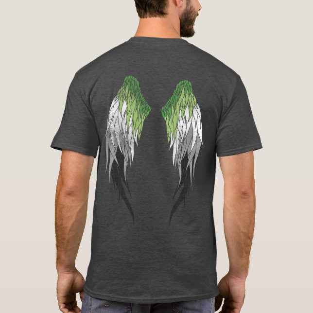 Aromantic Flag - Angel Wings T-Shirt (Back)