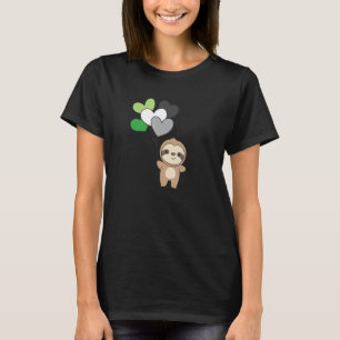 Aromantic Flag Balloon Hearts Pride Lgbtq Sloth T-Shirt