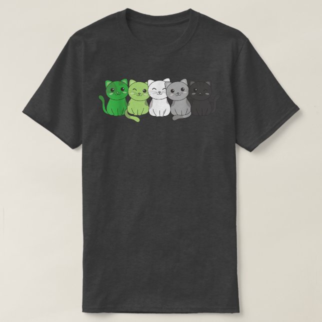 Aromantic Flag Non Binary Pride LGBTQ Cats Aromant T-Shirt (Design Front)