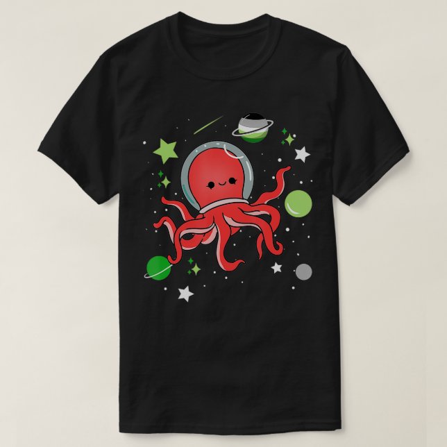 Aromantic Octopus In Space Aromantic Pride  T-Shirt (Design Front)
