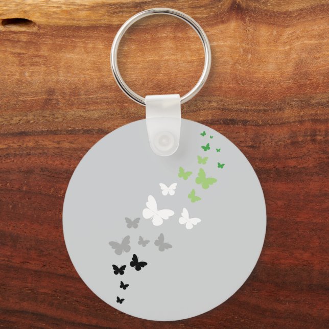 Aromantic Pride Butterfly Trail  Key Ring (Front)