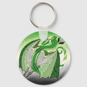 Aromantic Pride Dragon Button Keychain