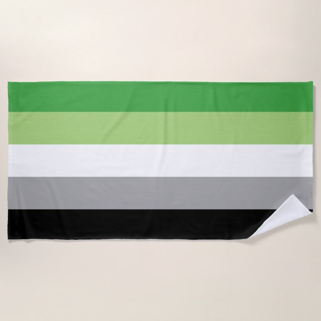 Aromantic Pride flag Beach Towel (Front)