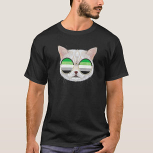Aromantic Pride Flag Cat Lgbtq Aro Flag Aromantic T-Shirt