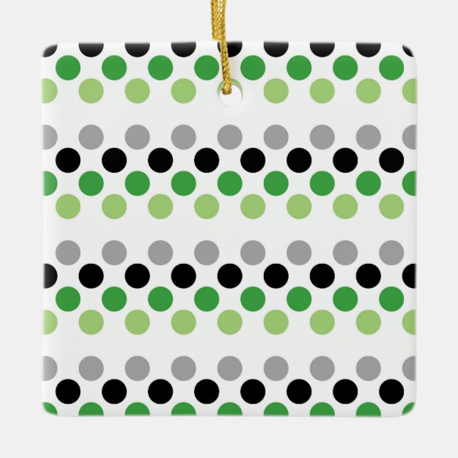 Aromantic Pride Flag Colours Polkadots Ceramic Ornament (Front)