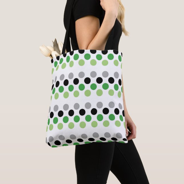 Aromantic Pride Flag Colours Polkadots Tote Bag (Close Up)