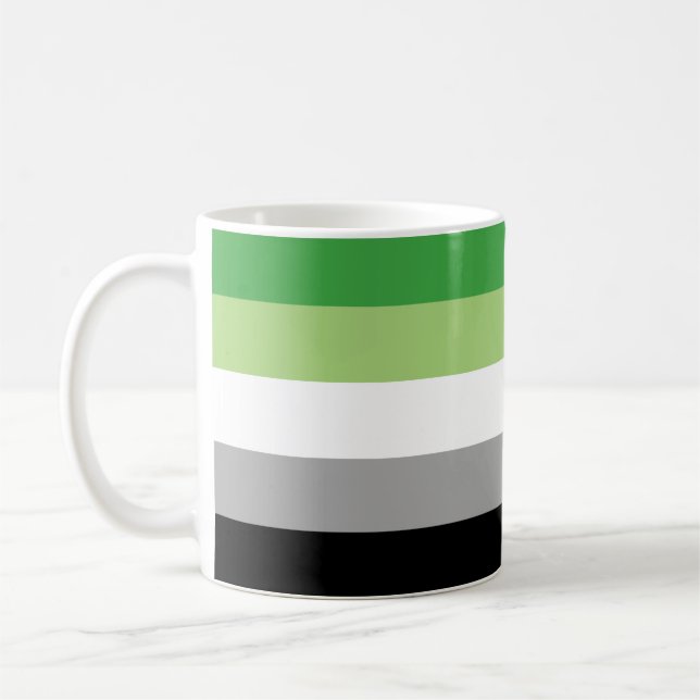 Aromantic Pride Stripes Coffee Mug (Left)