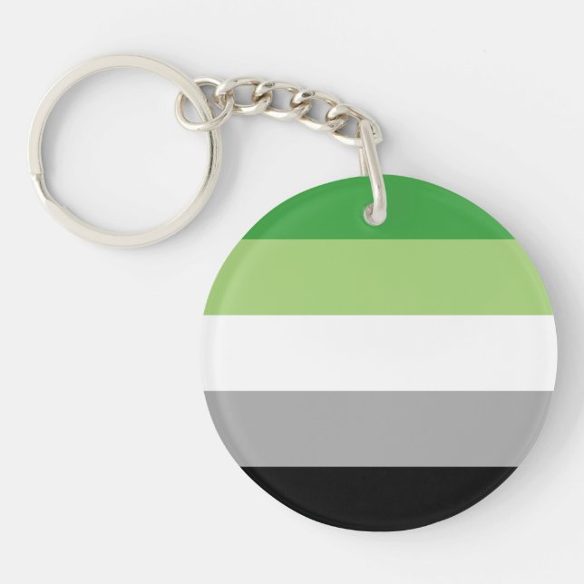 Aromantic Pride Stripes Key Ring (Front)