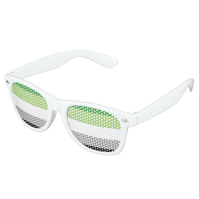 Aromantic Pride Stripes Retro Sunglasses (Angled)