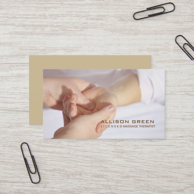 Aromatherapy Acupressure Massage therapist Business Card (Front/Back In Situ)