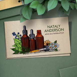 Aromatherapy oils Watercolor Illustration Business Card