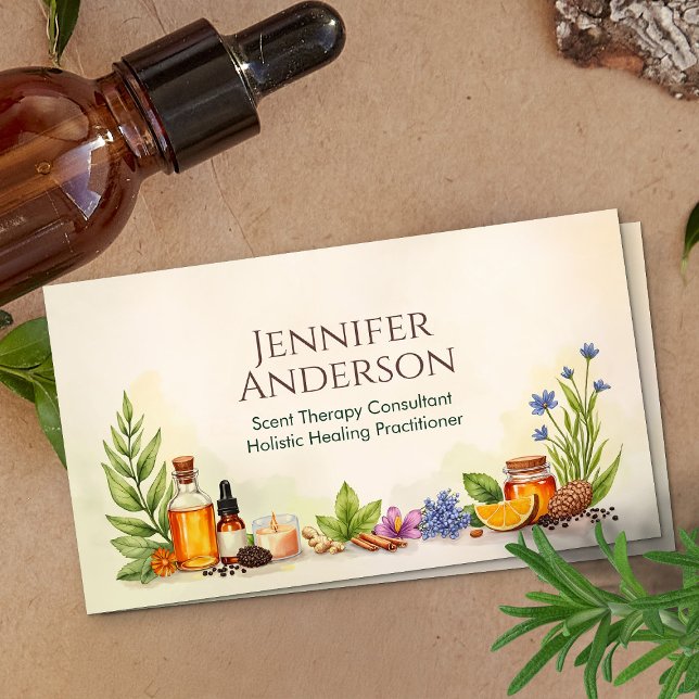Aromatherapy Practitioner Watercolor Illustration Business Card (Creator Uploaded)