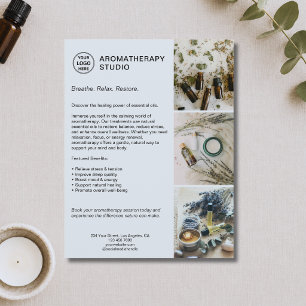 Aromatherapy Spa Custom Logo Dusty Blue Business Flyer