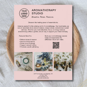 Aromatherapy Spa Logo QR Pink Promotional Business Flyer