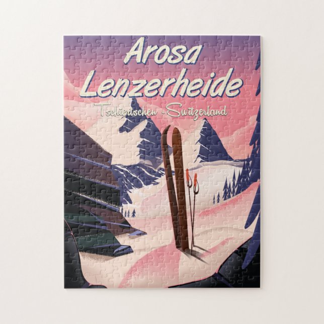 Arosa Lenzerheide,Switzerland ski poster. Magnet Jigsaw Puzzle (Vertical)