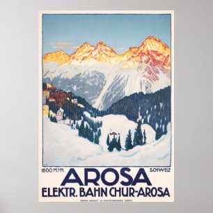 Arosa Mountains Switzerland Travel Vintage Poster