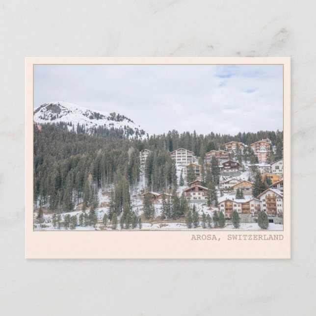 Arosa Switzerland Ski Town Cabin Art Postcard (Front)