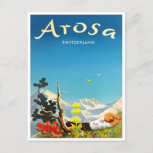 Arosa Switzerland vintage travel Postcard