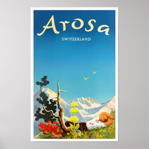 Arosa Switzerland vintage travel Poster