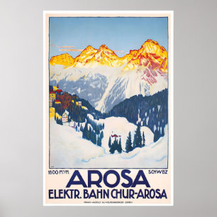 Arosa Travel Poster Switzerland Art Swiss Ski Prin