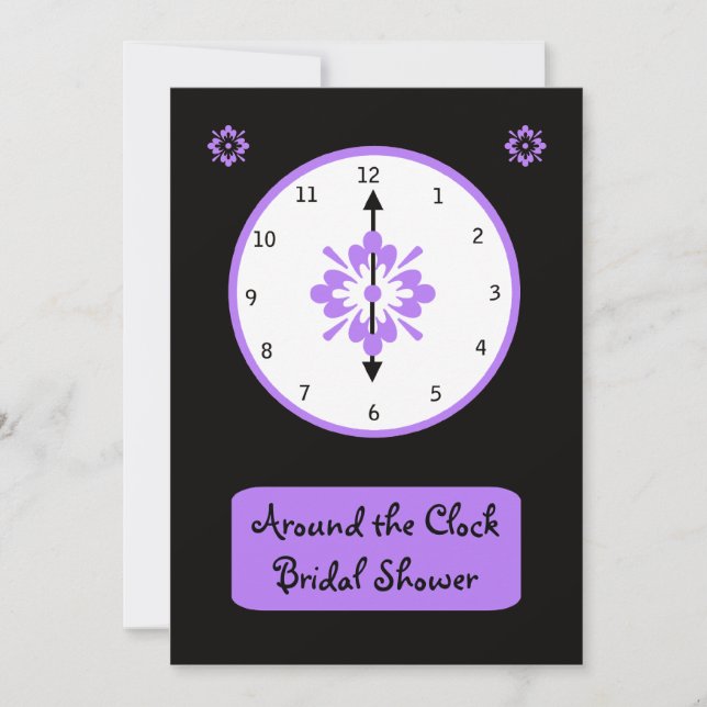 Around the Clock Bridal Shower Invitation - Violet (Front)