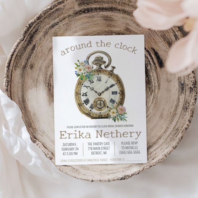 Around the Clock Themed Bridal Shower Invitation (Creator Uploaded)