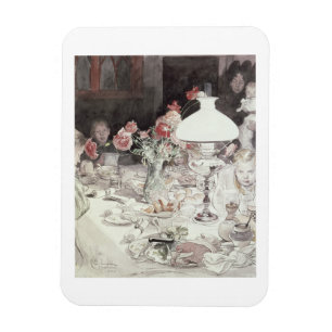 Around the Lamp at Evening, 1900 (w/c on paper) Magnet