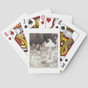 Around the Lamp at Evening, 1900 (w/c on paper) Playing Cards
