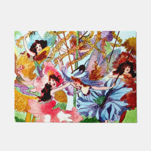 “Around the Maypole” Fairy Art by M T Ross Doormat