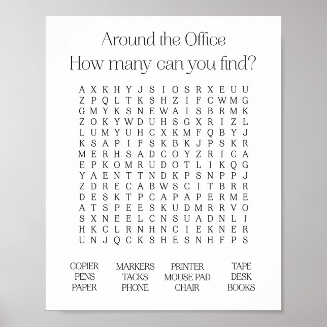 Around the Office Word Search Poster (Front)