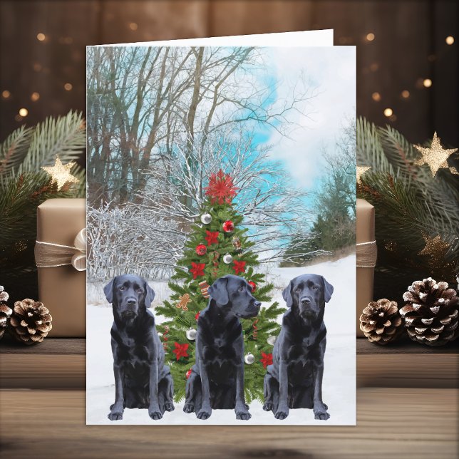 Around the Tree - Black Labrador Holiday Card (Creator Uploaded)
