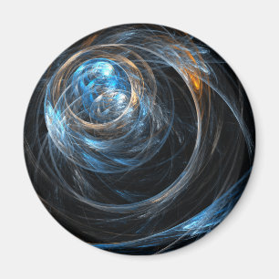 Around the World Abstract Art Round Magnet