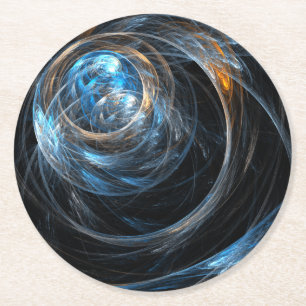Around the World Abstract Art Round Paper Coaster