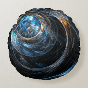 Around the World Abstract Art Round Pillow