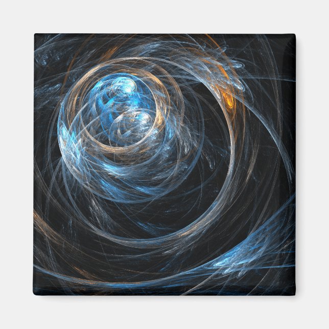 Around the World Abstract Art Square Magnet (Front)