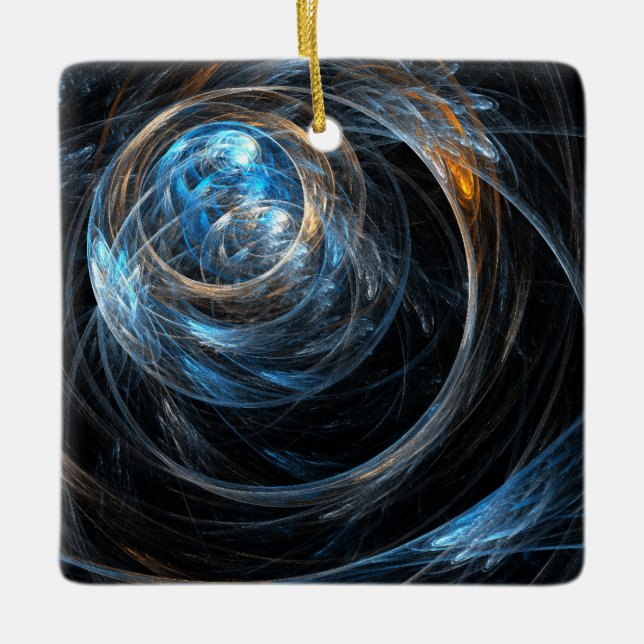 Around the World Abstract Art Square Ornament (Front)