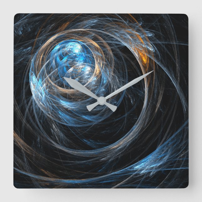 Around the World Abstract Art Square Wall Clock (Front)