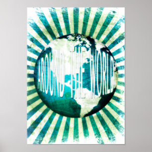 around the world : globe burst poster