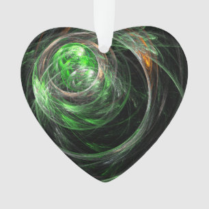 Around the World Green Abstract Art Acrylic Heart Ornament