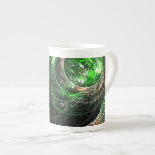 Around the World Green Abstract Art Bone China Mug