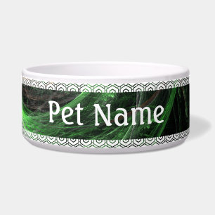 Around the World Green Abstract Art Dog Bowl