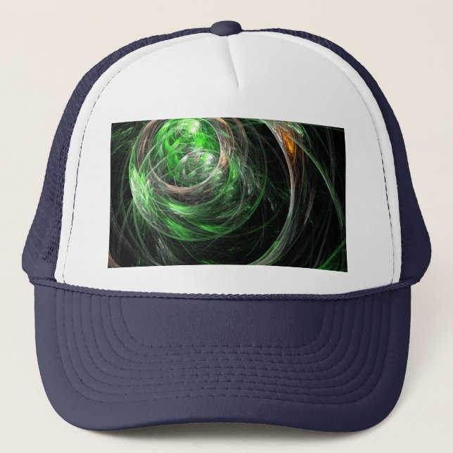 Around the World Green Abstract Art Hat (Front)