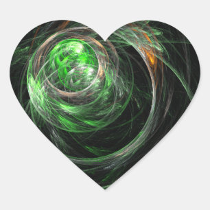 Around the World Green Abstract Art Heart Sticker