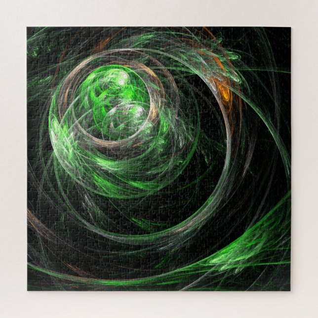 Around the World Green Abstract Art Jigsaw Puzzle (Vertical)