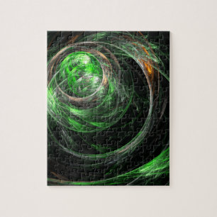 Around the World Green Abstract Art Jigsaw Puzzle