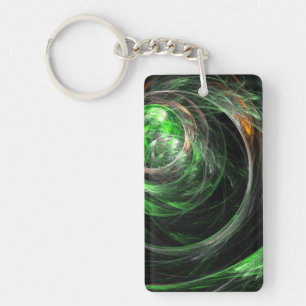 Around the World Green Abstract Art Key Ring