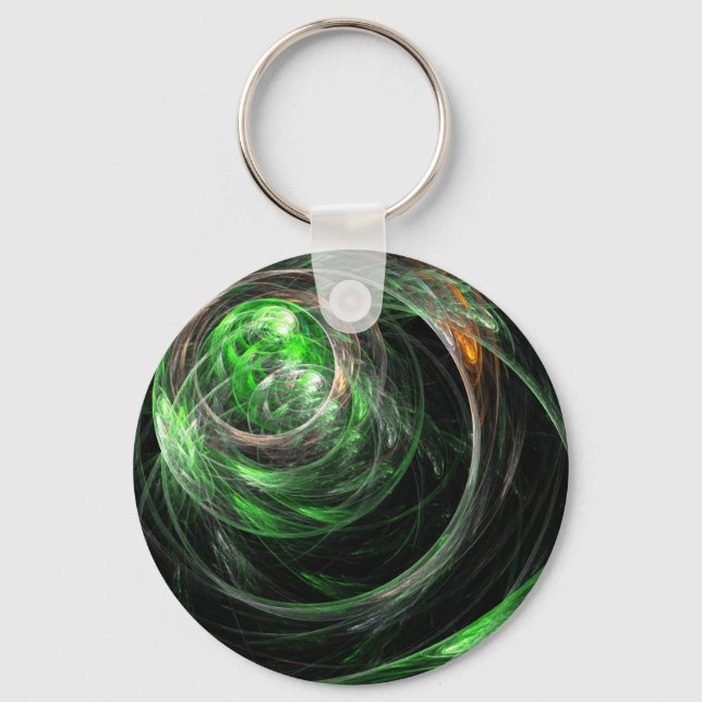 Around the World Green Abstract Art Keychain (Front)
