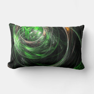 Around the World Green Abstract Art Lumbar Pillow