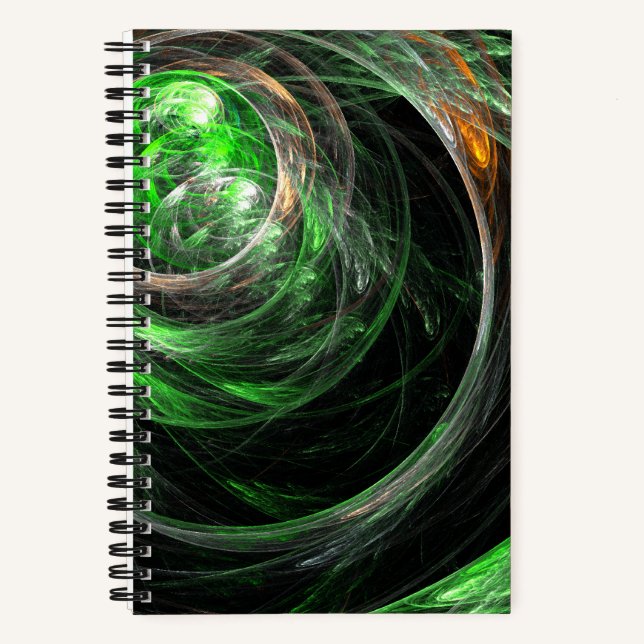Around the World Green Abstract Art Notebook (Front)